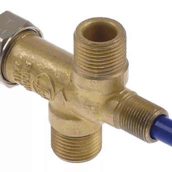 Horeca Parts - Zawór bezpieczeństwa mocowanie przednie M12x1 zakres ciśnienia 50mbar wlot gazu 3/8" (rurka ø 10mm) - Ekspres do kawy Brasilia (3523052)