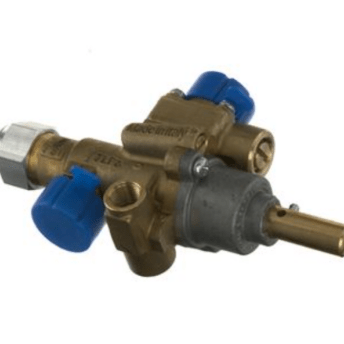 Horeca Parts - Zawór gazowy z dyszą obejściową ø 0,8mm wlot gazu M20x1,5 rurka ø 12mm dł. osi/wału 25/17mm (3348377)