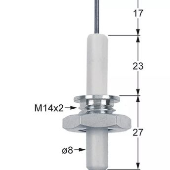 Horeca Parts - Elektroda zapłonowa L1 17mm M14x2 złącze męskie faston 2,8mm D1 ø 8mm BL1 23mm - Falcon (3806029)