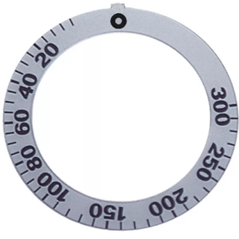 Horeca Parts - Tarcza pokrętła termostatu t.max. 300°C 0-300°C śr. wew. 45,5mm śr. zew. 59mm srebrna