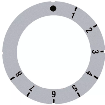 Horeca Parts - Tarcza pokrętła termostatu gazowego 1-8 śr. wew. 45,5mm śr. zew. 63mm srebrna