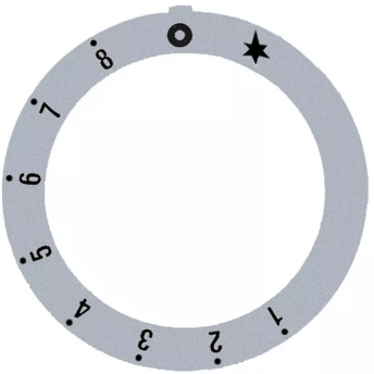 Horeca Parts - Tarcza pokrętła termostatu gazowego  1-8 śr. wew. 45,5mm srebrne śr. zew. 59mm
