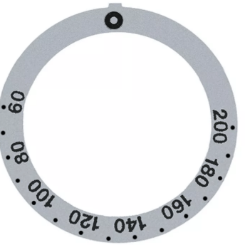 Horeca Parts - Tarcza pokrętła termostatu t.max. 200°C 60-200°C śr. wew. 45,5mm śr. zew. 59mm obrót 270° srebrna