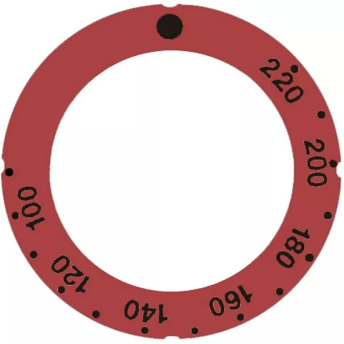 Horeca Parts - Tarcza pokrętła termostatu t.max. 220°C 100-220°C śr. wew. 45,5mm śr. zew. 63mm czerwona