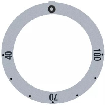Horeca Parts - Tarcza pokrętła termostatu t.max. 100°C 40-100°C obrót 270° śr. wew. 45,5mm śr. zew. 59mm srebrna