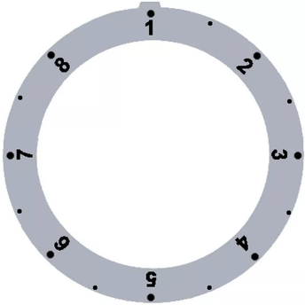 Horeca Parts - Tarcza pokrętła termostatu gazowego 1-8 srebrna śr. wew. 45,5mm śr. zew. 59mm