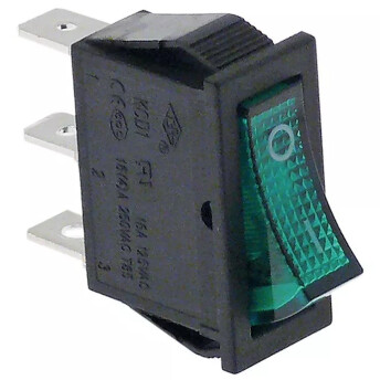 Horeca Parts - Przełącznik kołyskowy wymiar montażowy 30x11mm 250V 16A 1NO podł. męskie 6,3mm symbol 0-I prostokątny zielony - Urządzenia elektryczne, gazowe