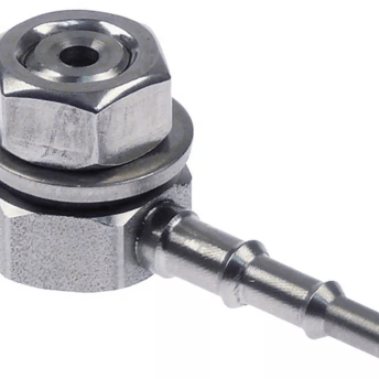 Horeca Parts - Kolanko 90° M12 ze stali nierdzewnej, do węża Ø 4x6 mm, do wlotu zbiornika i wtryskiwacza, pasuje do otworów M12 4/5/6