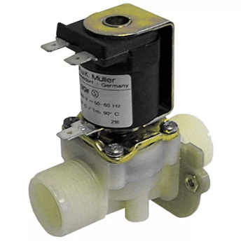 Horeca Parts - Elektrozawór 230VAC pojedynczy, prosty, wejście 3/4", wyjście 3/4", DN10, temp. maks. 90°C - Müller