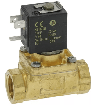 Horeca Parts - Elektrozawór 2-drogowy 24VAC wlot 1/2", wylot 1/2", przyłącze 1/2", długość 66mm - Sirai