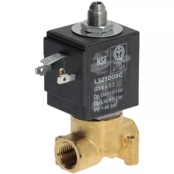 Horeca Parts - Zawór elektromagnetyczny mosiężny 4mm przyłącze 1/4" dł. 40mm 2-drożny 230VAC membrany rubinowe - Ekspres do kawy Astoria Cma (1120605)