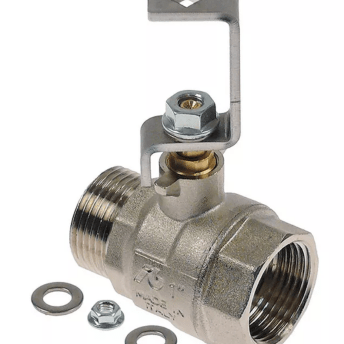 Horeca Parts - Zawór kulowy 1'' IT – rura ø 25 mm, L 67 mm, z uchwytem, komplet z 2 uchwytami i elementami montażowymi, 1 szt., waga 0,48 kg - Komel