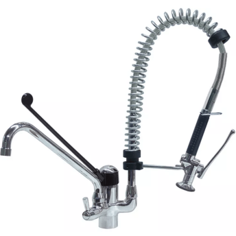 Horeca Parts - Bateria stojąca ze spryskiwaczem Classic 600 mm, dźwignia długa, wkład ceramiczny ø 40 mm, wylewka ø 20x250 mm, przyłącza ø 1/2"-3/8"