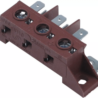 Horeca Parts - Listwa zaciskowa zasilania, 3 biegunowa max 40A max 450V średnica przyłącza 6mm2 / f6.3 150°C - Comenda