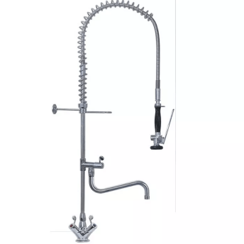 Horeca Parts - Bateria stojąca Premium 1140 mm, jednouchwytowa, zawory ceramiczne ø 3/4", wylewka ø 24x250 mm, wysokość 220 mm, przyłącza ø 1/2"x500 mm, rozstaw montażowy ø 33 mm, obrót 90°