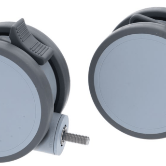 Horeca Parts - Kółko obrotowe z trzpieniem gwintowanym M10, H 130 mm, z hamulcem, trzpień ø 10 mm, koło ø 125 mm, ilość: 2 szt - Rational (5174219)