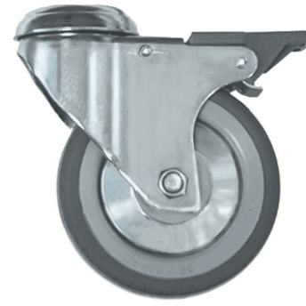 Horeca Parts - Obrotowe koło podporowe, H 132 mm, z obrotowym hamulcem, otwór śruby ø 12 mm, ø 100 mm, szerokość koła 30 mm - Ascaso (5109874)