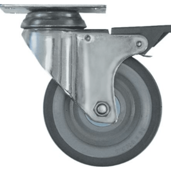Horeca Parts - Kółko obrotowe z płytką, rozstaw otworów montażowych 70x50 mm, wys. 159 mm, z hamulcem obrotowym, koło ø 125 mm, szer. 30 mm (5116989)