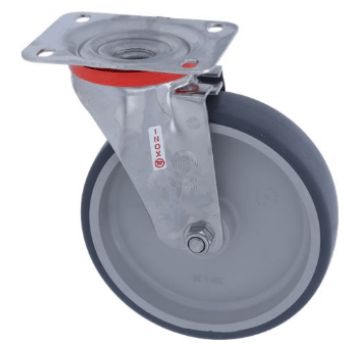 Horeca Parts - Kółko obrotowe z płytką, rozstaw otworów montażowych 105x80 mm, płytka 140x110 mm, wys. 245 mm, koło ø 200 mm - Wózek gastronomiczny Rieber (3346118)