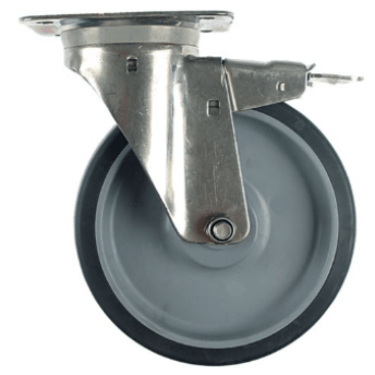 Horeca Parts - Kółko obrotowe z płytką, rozstaw otworów montażowych 105x80 mm, płytka 140x110 mm, wys. 240 mm, koło ø 200 mm (5115636)