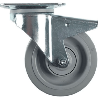 Horeca Parts - Kółko obrotowe z płytką, rozstaw otworów montażowych 105x77 mm, wys. 200 mm, z hamulcem obrotowym, zakres temperatur od -20 do +80°C, koło ø 160 mm - Abner (5119902)