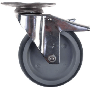 Horeca Parts - Kółko obrotowe z płytką, rozstaw otworów montażowych 75x50 mm, wys. 160 mm, z hamulcem obrotowym, koło ø 125 mm, szer. 32 mm (5119990)