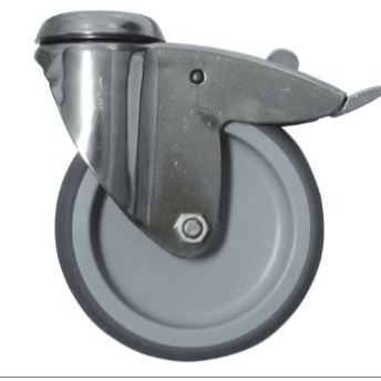 Horeca Parts - Kółko obrotowe z otworem pod śrubę, wys. 157 mm, z hamulcem obrotowym, otwór ø 11 mm, zakres temperatur od -20 do +60°C, koło ø 125 mm (5119992)