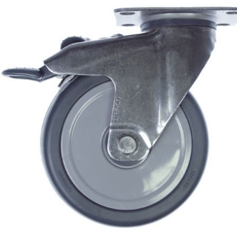 Horeca Parts - Kółko obrotowe z płytką, rozstaw otworów montażowych 75x50 mm, wys. 158 mm, z hamulcem obrotowym, koło ø 125 mm, szer. 32 mm (7155366)