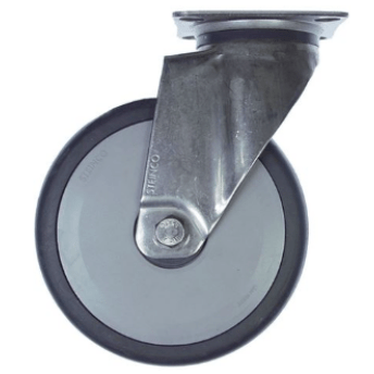 Horeca Parts - Kółko obrotowe z płytką, rozstaw otworów montażowych 61x51 mm, wys. 158 mm, koło ø 125 mm, szer. 32 mm (7155140)