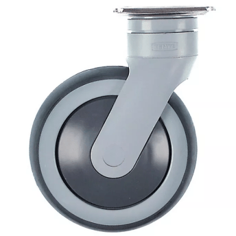 Horeca Parts - Kółko obrotowe z płytką, rozstaw otworów montażowych 75x50 mm, wys. 166 mm, zakres temperatur od -20 do +60°C, koło ø 125 mm, szer. 32 mm - Hupfer (7109036)