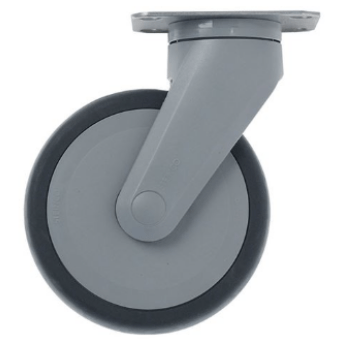 Horeca Parts - Kółko obrotowe z płytką, rozstaw otworów montażowych 75x50 mm, wys. 161 mm, koło ø 125 mm, szer. 32 mm, obudowa z tworzywa sztucznego - Rieber (5115646)