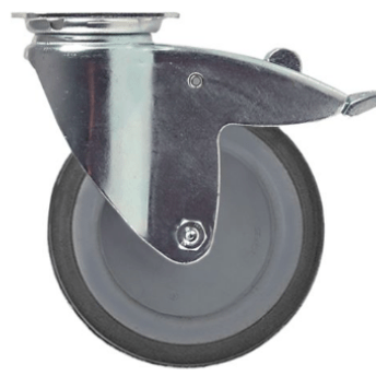 Horeca Parts - Kółko obrotowe z płytką, rozstaw otworów montażowych 61x51 mm, wys. 160 mm, z hamulcem obrotowym, zakres temperatur od -20 do +60°C, koło ø 125 mm (5110356)