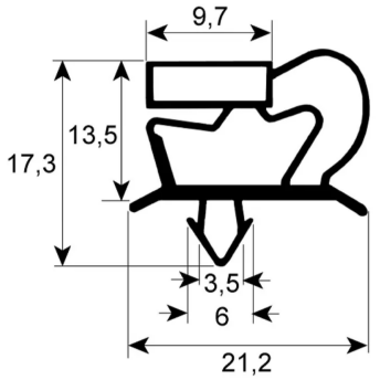 Horeca Parts - Profil uszczelki chłodniczej 9048 szer. 655 mm dł. 1500 mm rozmiar wtyczki - Küppersbusch 7155072