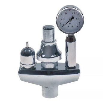 Horeca Parts - Zawór bezpieczeństwa z manometrem 3/4" 0,5bar wys. 235mm chromowany mosiądz - Kocioł warzelny Bertos