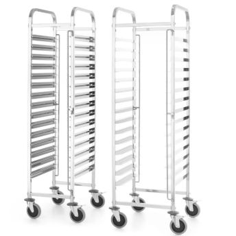 Horeca Parts - Wózek do transportu blach 15× 600 x 400 mm, Kitchen Line, 15 prowadnic na tace 600 x 400, srebrny, 470 x 620 x (H) 1735 mm, Hendi