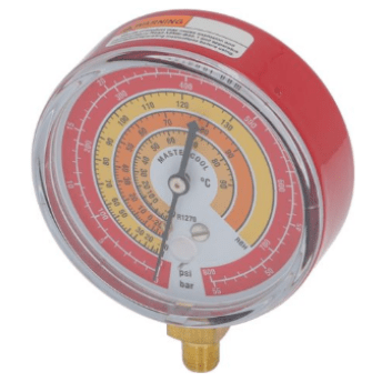 Horeca Parts - Manometr model RBH, przyłącze 1/4" SAE, ø 80 mm, klasa 1,6, skala gazu R1270, R290, R600a (800322)