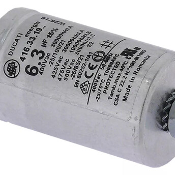 Horeca Parts - Kondensator pracy pojemność 6,3µF 400V 50-60Hz śr. 35mm dł. 59,5mm M8 aluminium - Piece Unox, Stalgast