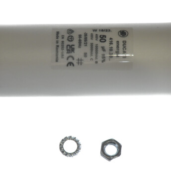 Horeca Parts - Kondensator roboczy 50µF 450V 50/60Hz ⌀45mm x 116mm, podwójny, plastikowy, uniwersalny