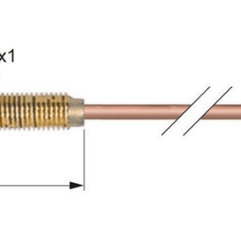 Horeca Parts - Termopara M10x1 / M8x1 – długość 450 mm, przyłącze zaworu gazowego M10x1, przyłącze palnika M8x1, waga 0,030 kg