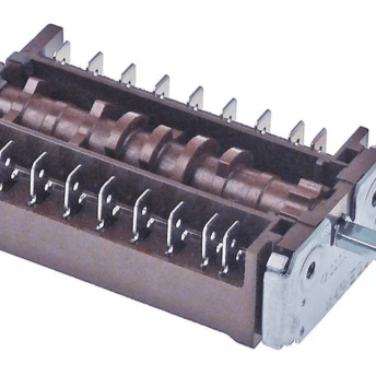 Horeca Parts - Przełącznik krzywkowy 10 pozycyjny sekwencja 0-1-2-3-4-5-6-7-8-9 18A 8NO 6x4,6mm dł. mocowania 23mm podł. męskie 6,3mm plastik - Piec konwekcyjny Garbin (347770)