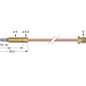 Horeca Parts - Termopara M8x1 dł. 750mm podłączenie do palnika śr. 6mm