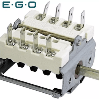 Horeca Parts - Przełącznik funkcji (cam switch), 4 pozycje 0–1–0–1, 4NO, 16A 250V, trzpień D Ø 6x4,6 mm, długość 23 mm, temperatura maks. 150°C - EGO