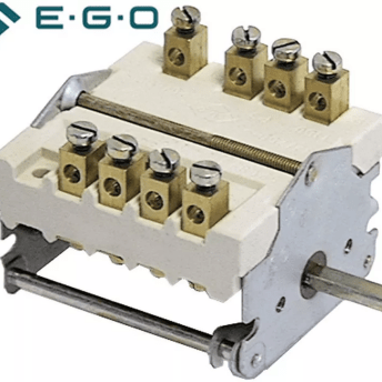 Horeca Parts - Przełącznik funkcji (cam switch), 4 pozycje 0–1–0–1, 4NO, 32A 250V, trzpień D Ø 6x4,6 mm, długość 23 mm, temperatura maks. 150°C - EGO