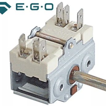 Horeca Parts - Przełącznik funkcji (cam switch), 2 pozycje 0–1, 2NO, 16A 250V, trzpień D Ø 6x4,6 mm, długość 23 mm, temperatura maks. 150°C - EGO