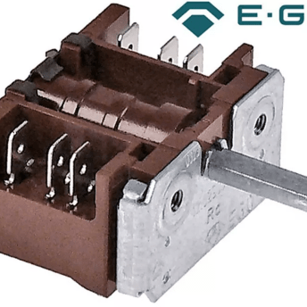 Horeca Parts - Przełącznik funkcji (cam switch), 2 pozycje 0–1, 16A 250V, trzpień D Ø 6x4,6 mm, długość 23 mm, konektory męskie Faston 6,3 mm, temperatura maks. 150°C - EGO