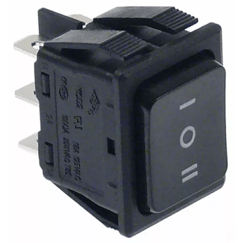 Horeca Parts - Przełącznik kołyskowy wymiar montażowy 30x22mm 250V 16A 2NO podł. męskie 6,3mm symbol I O II prostokątny czarny - Maszyna do granity GBG (1319702)