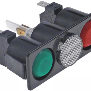 Horeca Parts - Zestaw przycisków chwilowych wymiar montażowy 77x28mm 250V 16A 1NO podł. męskie 6,3mm okrągły zielony biały czerwony (9319055)