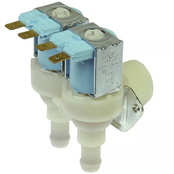 Horeca Parts - Zawór magnetyczny podwójny kątowy 230VAC wej. 3/4" wyj. 11,5mm biały plastik
