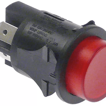 Horeca Parts - Przycisk śr. montażowa 11mm 250V 16A 2NO podł. męskie 6,3mm okrągły czerwony