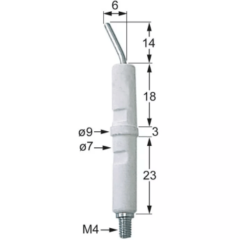 Horeca Parts - Elektroda zapłonowa przyłącze M4  śr.1 6mm podł. F2,8x0,8mm dł.1 23